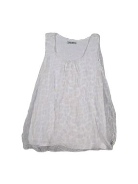 Elena Baldi Silk Tank Top Sheer Leopard Print White Yellow Summer Flowy Luxury